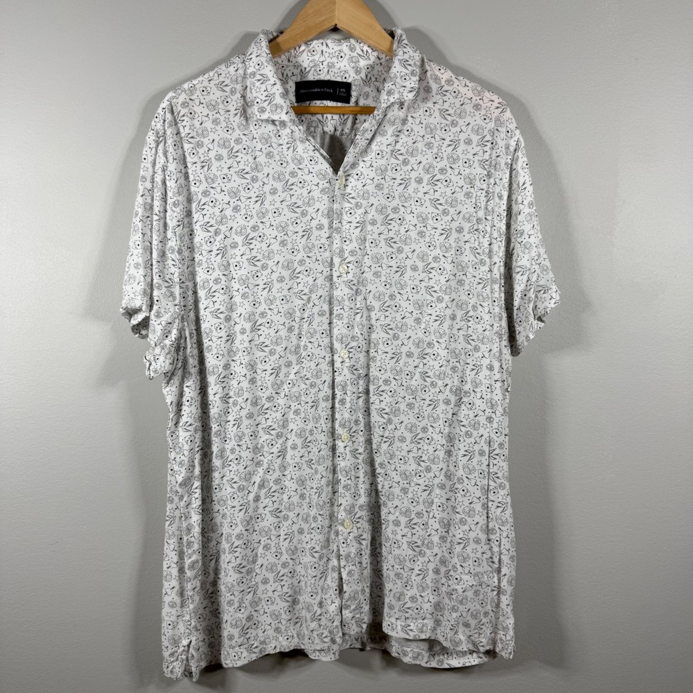 Abercrombie & Fitch Tattoo Flash Print Button Up Shirt White XXL